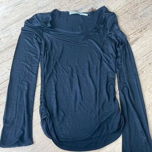 Emporio Armani black silk ruched top